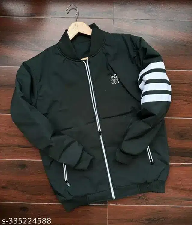 Polyester Jacket for Men (Bottle Green, XL)