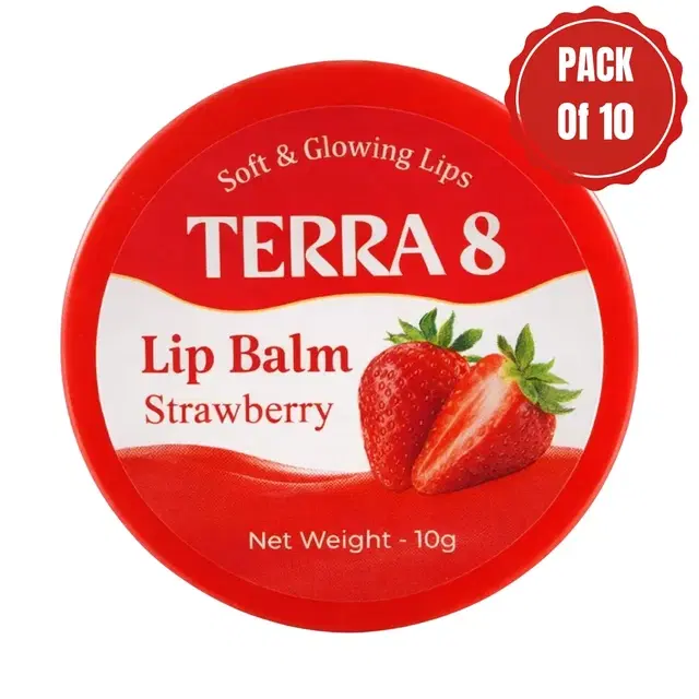 Terra 8 Strawberry Lip Balm 10X10 g (Pack of 10)