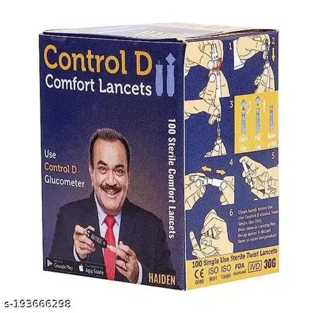 , 100 Pcs Control D Round Comfort Lancets, Pack of 1