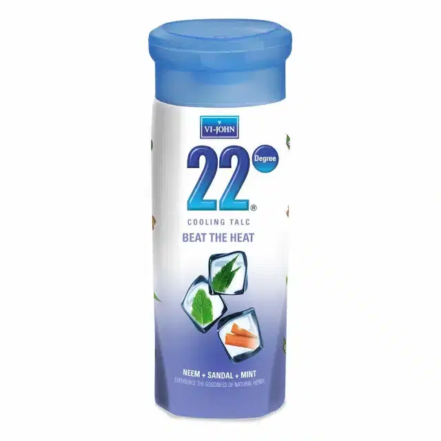 Vi-John 22 Degree Cooling Talc Beat the Heat Neem,Sandal and Mint-100 g