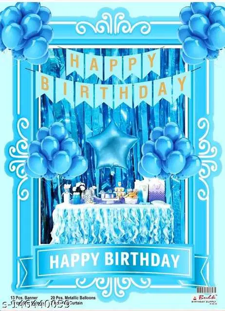 Mathur Enterprises Happy Birthday Celebration Decoration Kit, Pack Of 1, Blue, ME-23