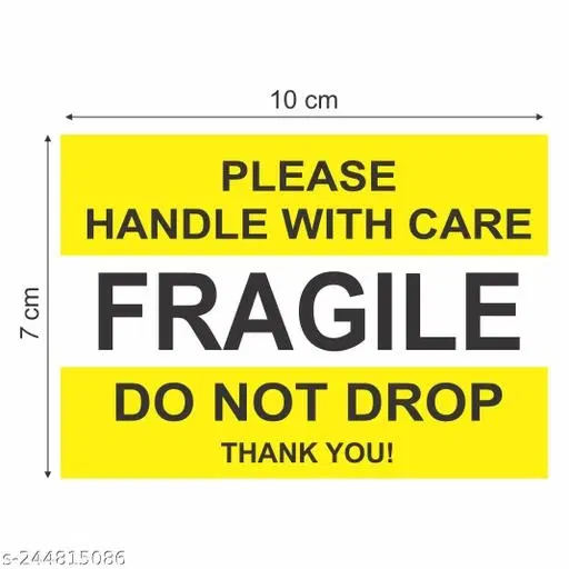 Fragile Handle with Care Stickers, Multicolor, 7x10 cm, Pack of 100
