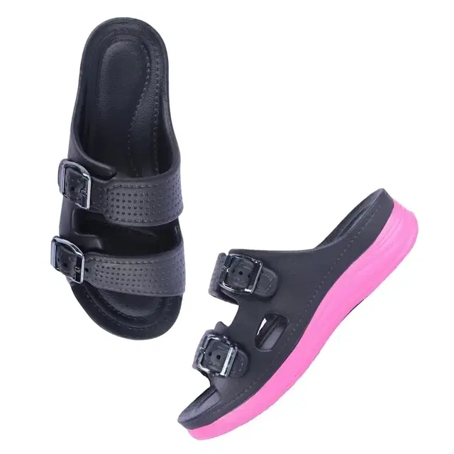 EVA Slippers for Women (Alexa Blk Pink, 36)