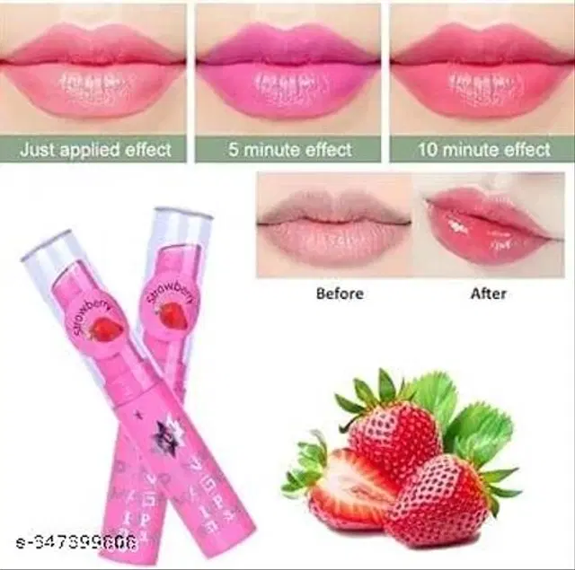 Color Changing Magic Strawberry Lip Balm, Pink, Pack of 2