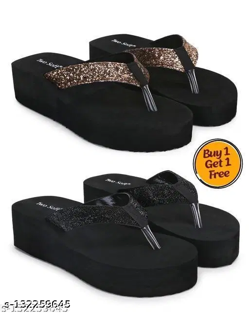 EVA Flip-flops for Women (Black, 5) Pack of 2