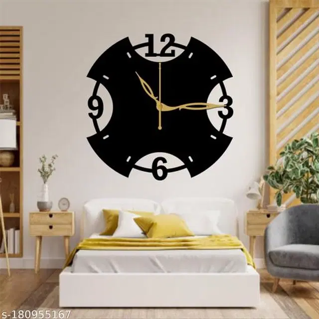 Wooden Wall Clock for Home, Black