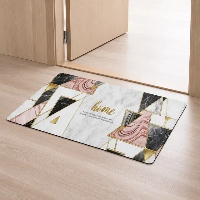 Gold geometric Anti Skid Water Absorbing Shower Mat, Non Slip Doormat for Bathroom [38x58 cm]