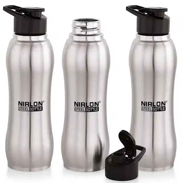 Stainless Steel Insulated Single Wall Water Bottle, Pack of 3, Silver, 750 ml