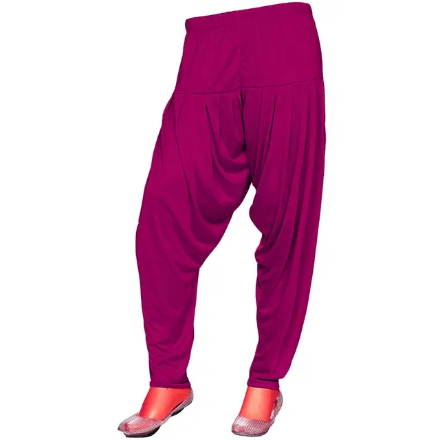 Viscose Rayon Solid Patiala for Women (Dark Pink, 2XL)