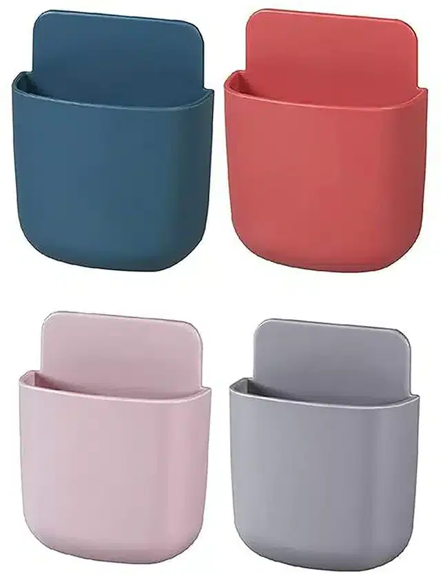 Wall Mounted Plastic Mobile Holder, Multicolor, Pack of 4