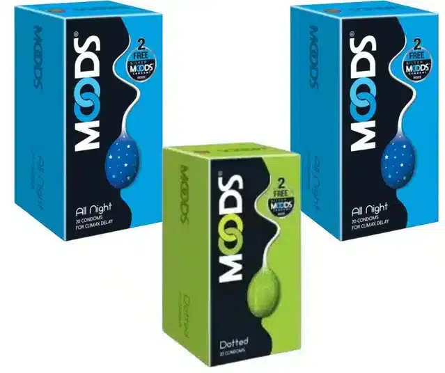 Moods All Night with Dotted Condoms, Pack of 60