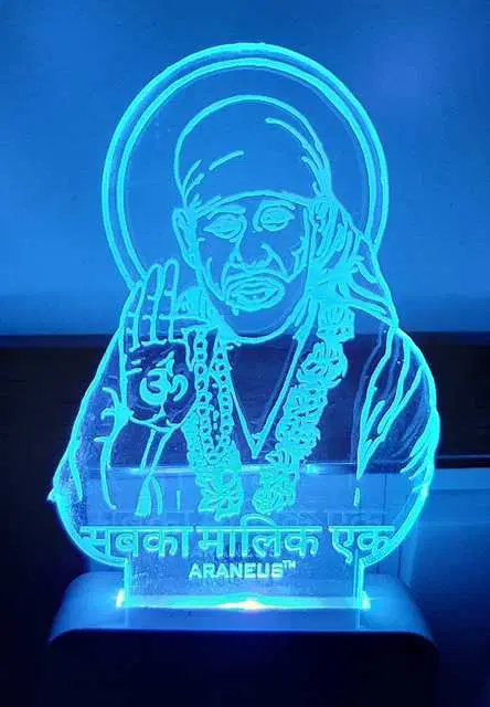 Unicept Saibaba Shirdi 3D LED Multi Colour 7 Color Changing Night Lamp, Multicolor, NE-26