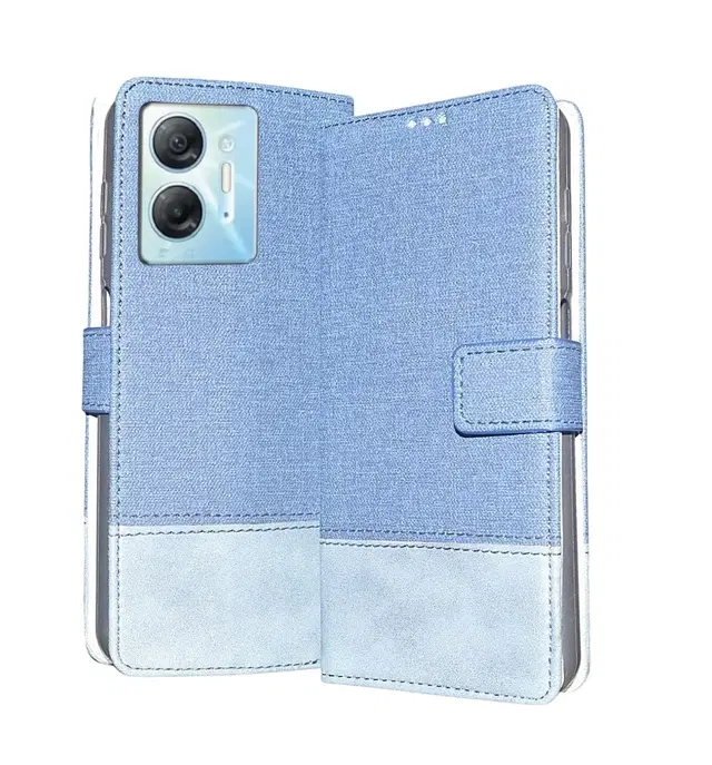 Artificial Leather Mobile Flip Cover for Infinix X6832 / Hot 30 5G, Blue