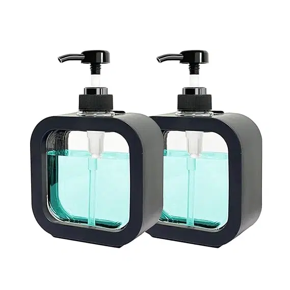 Plastic Refillable Liquid Soap Dispenser for Bathroom, Multicolor, 300 ml, Pack of 2