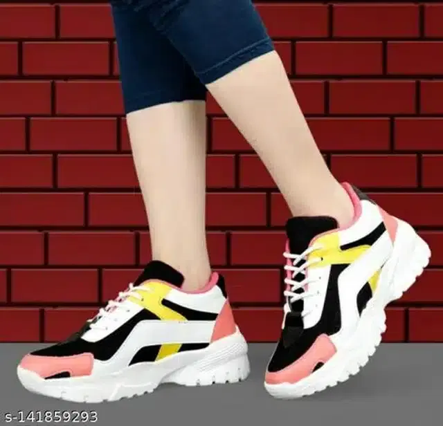 Sports Shoes for Women (White & Black, 8)