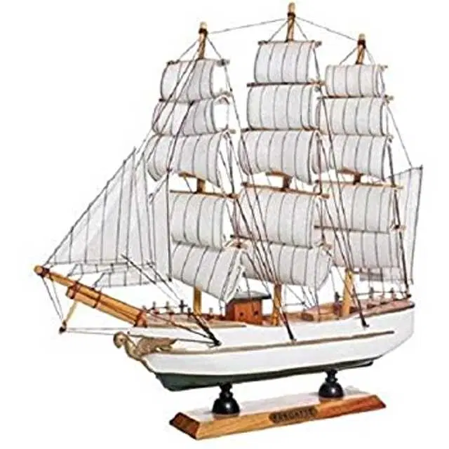 Handicraft Wooden Ship Office Table Decor, 20 Cm, Multicolor, D-136