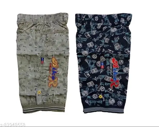 Cotton Capris for Boys, Pack of 2 (Multicolor, 6-7 Years)