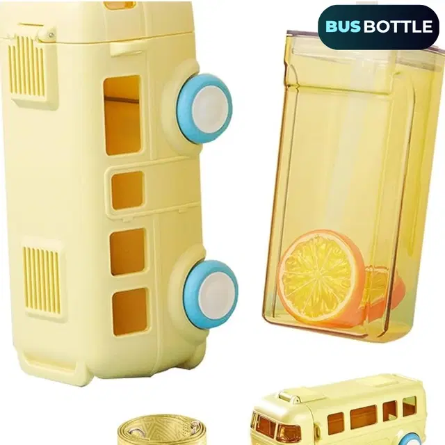 Plastic Bus Shape Sipper Bottle for Kids, Multicolor (1000 ml)