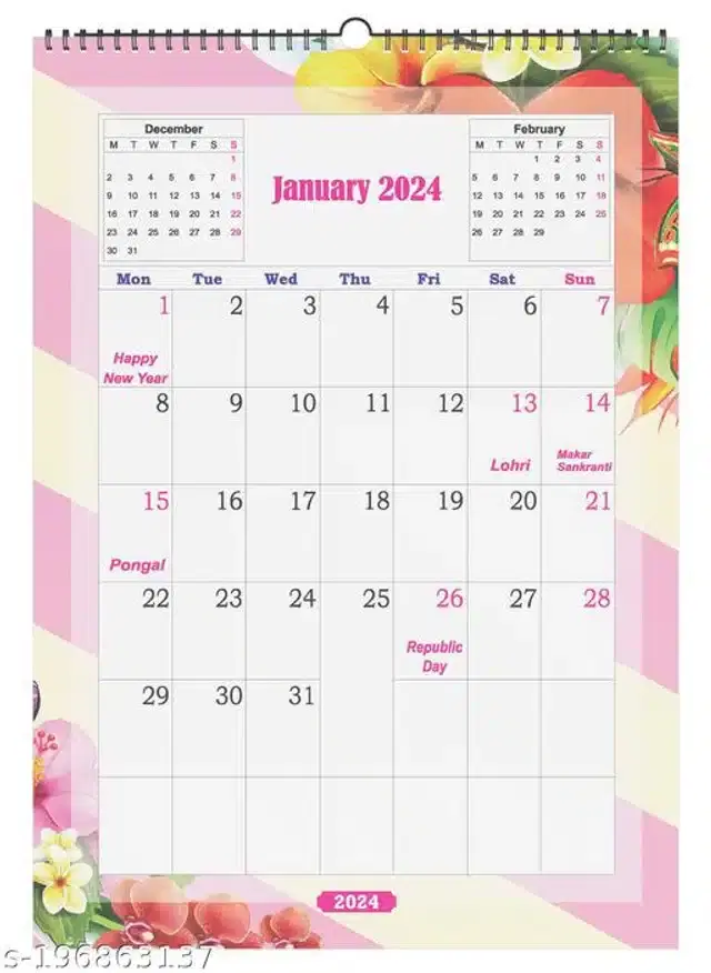 Wall Hanging Calender cum Personal Organiser, Multicolor