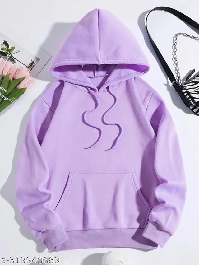 Fleece Hoodie for Women (Lavender, L)