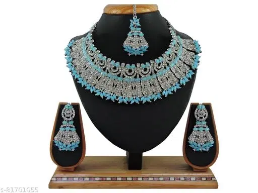 Twinkling Fancy Necklace Set for Women (Blue, Free Size)
