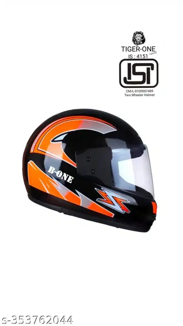 Full Face Helmet for Men & Women, Black & Orange