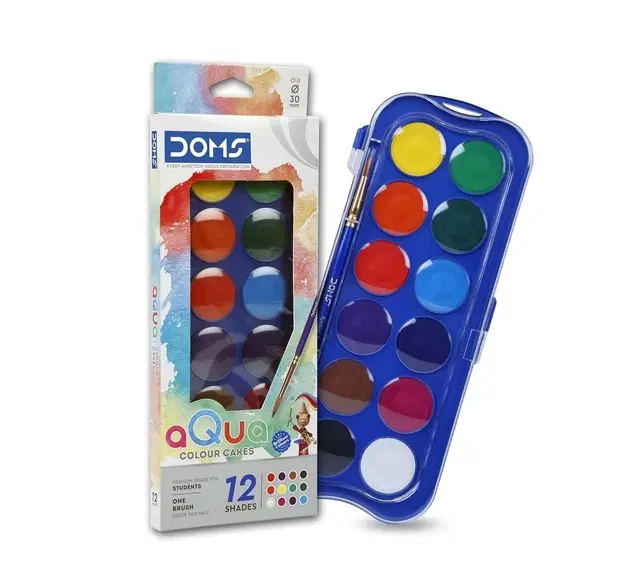 Doms 12 Shades 30Mm Water Colour Cakes [Multicolor]