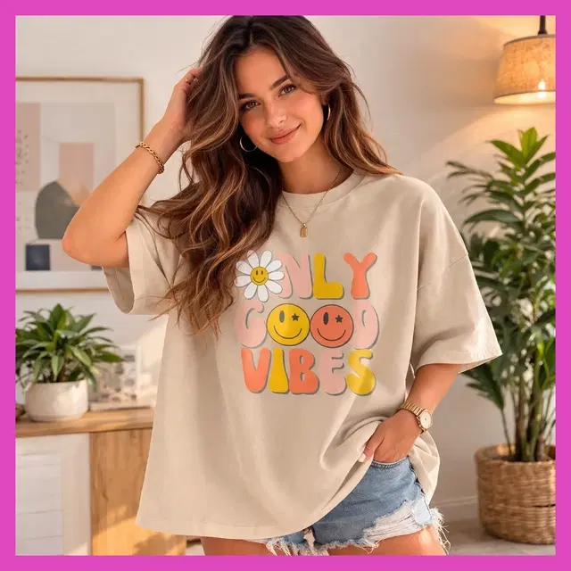 Oversized Cotton Blend T-shirts for Women (Beige, XXS)