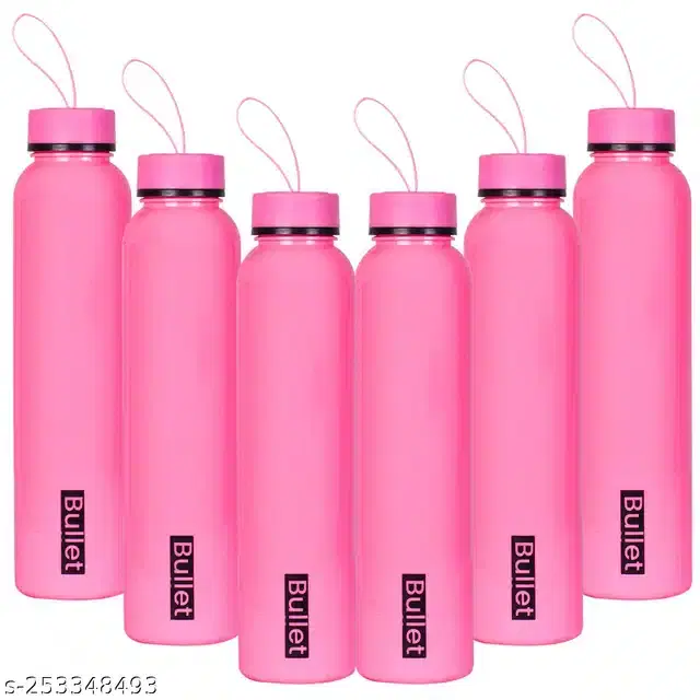 Plastic Water Bottles Set, Pack of 6, Pink, 1000 ml
