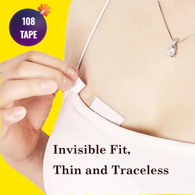 Acrylic Film Clothing 108 Double Sided Tape Strips, Transparent, Set of 1