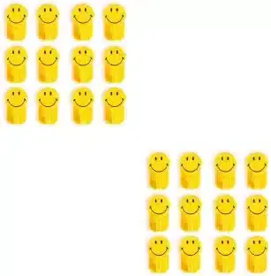 Plastic Smiley Face Wall Hooks, Pack of 24, Yellow, PI-5