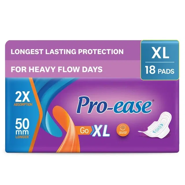 Pro-Ease 2X Absorption Sanitary Pads XL (18 Pads)