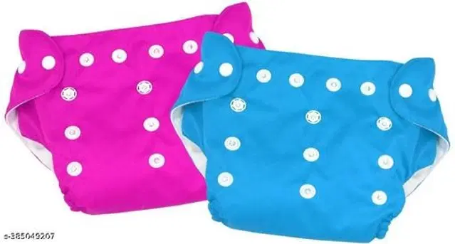 Reusable Solid Pocket Cloth Diapers for Baby, Assorrted, Pack of 2