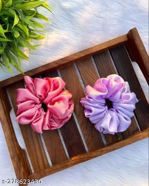 Pure Silk Scrunchies for Women, Pack of 12 (Multicolor)