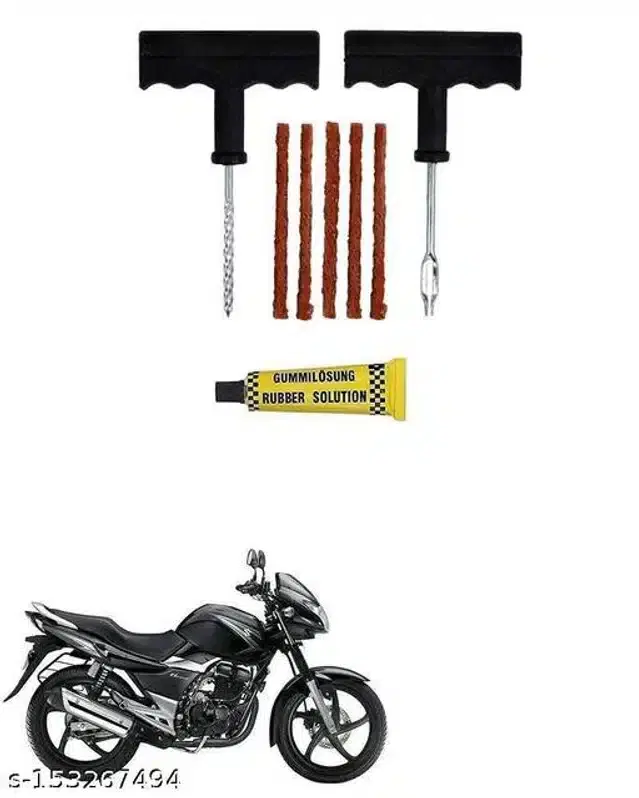Tubeless Tyre Puncture Repair Kit for Suzuki GS 150R, Multicolor, Set of 8