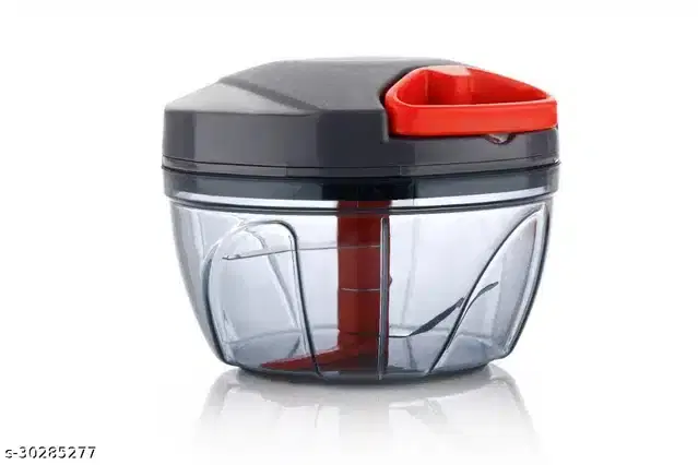 Manual Vegetable Chopper, Grey & Red, 500 ml