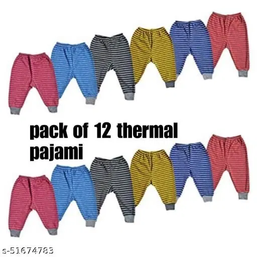 Woolen Thermal Bottomwear for Kids, Pack of 12 (Multicolor, 0-3 Months)