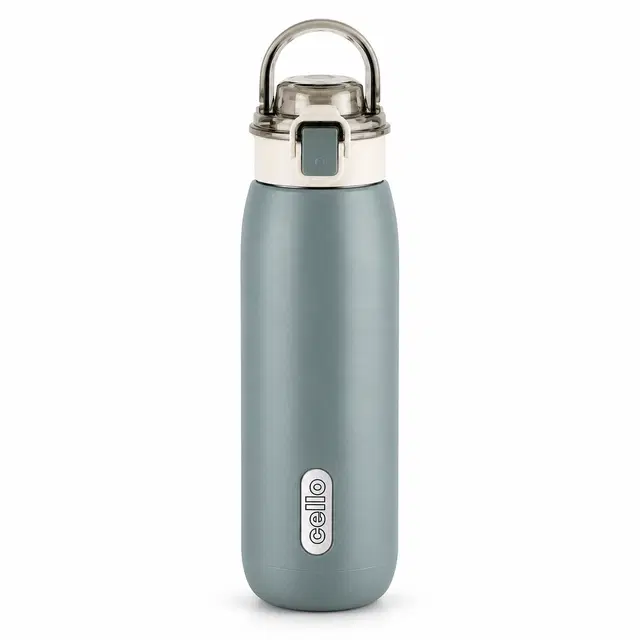 Cello Puro Steel-X Flint, 900 ml, Grey | Leak-Proof Cap | Easy-Grip Body | For Office, Gym & Travel