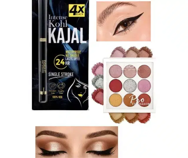 Eyeshadow Palette with Kajal, Multicolor, Set of 2