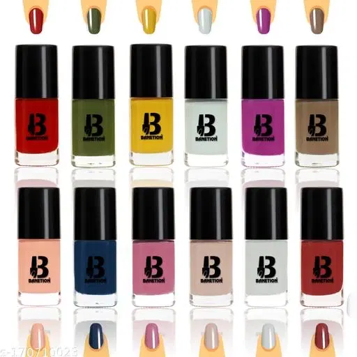 Banetion Matte Nail Polish, Multicolor, Pack of 12