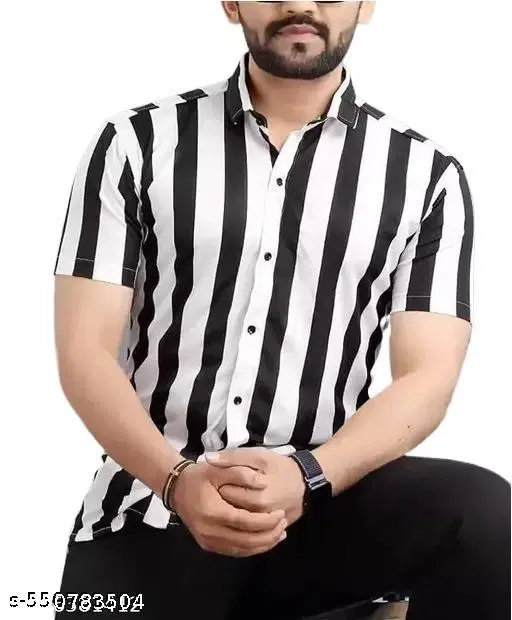 Lyrca Printed Shirt for Men (White, S)