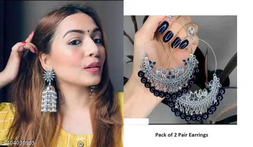 Trending Viral Black Earring,Combo Earring,Oxidised Earring