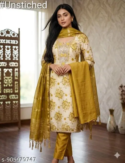 Embroidered Punjabi/All Over Suits Semi-Stitched Suits for Women (Un Stitched)