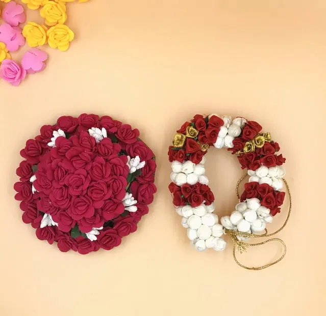 Artificial Flower Reusable Handcrafted Gajra for Women, Pack of 2 (Multicolor)