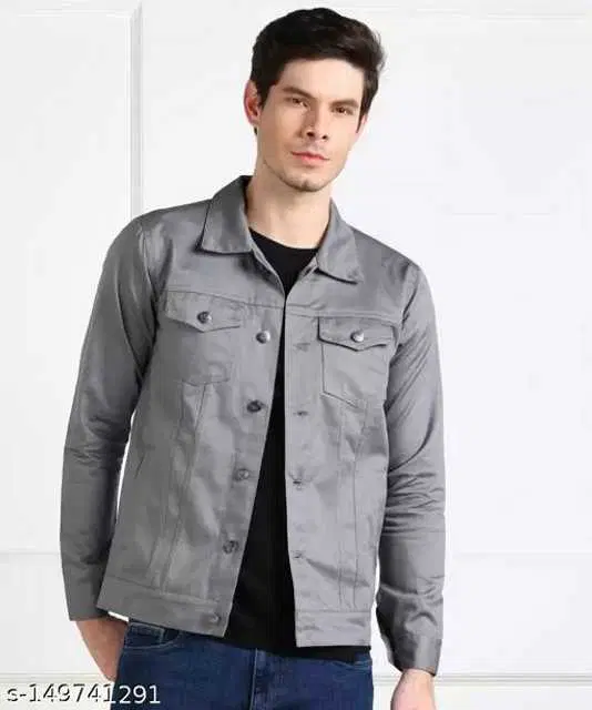 Heaven Fashion Fashionable Men Denim Jackets (Grey, M) (HS-101)
