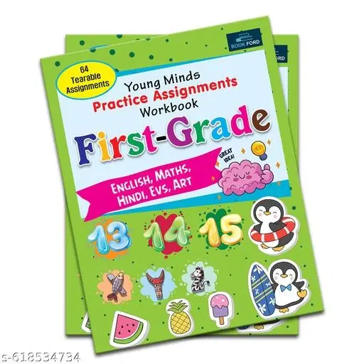 Young Minds Practice Assignments Workbook First Grade All in One Learning Book for Kids Early Skills Development Daily Practice Activities Phonics Reading Writing Maths EVS Homework Support Homeschooling Kindergarten to Class 1 Students