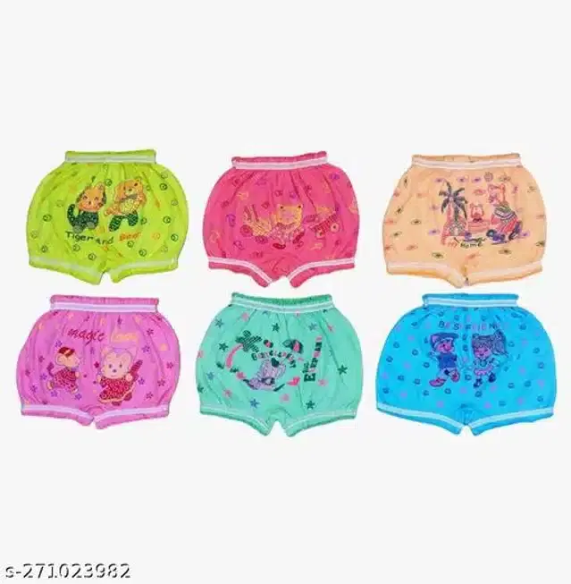 Cotton Innerwear Shorts for Kids, Pack of 6 (Multicolor, 0-3 Months)