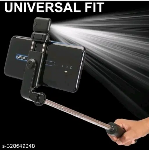 Selfie Stick with Flash Light, Black