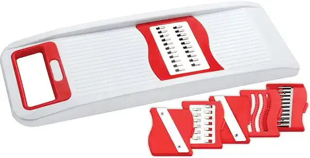 Plastic Vegetable Cutter with 6 Pcs Blades, Red, Set of 1