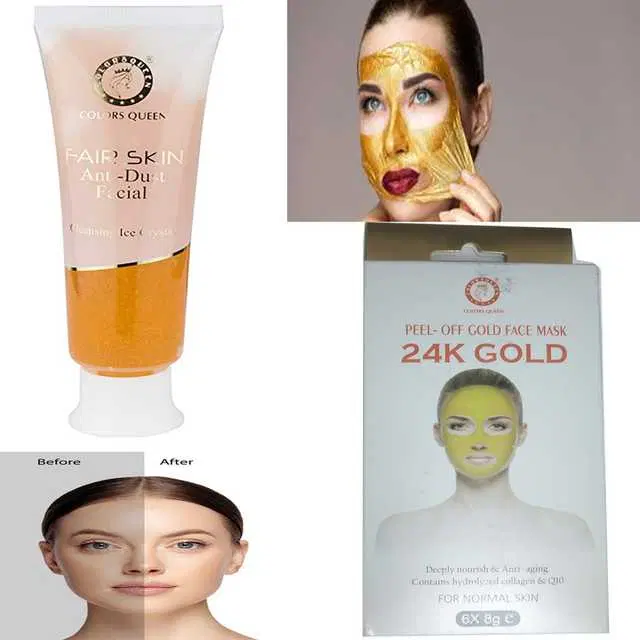 Combo of 1 Colors Queen Fair Skin Anti Dust Facial Cleanser & 1 Colors Queen 24 K Gold Peel Off Gold Face Mask, R977